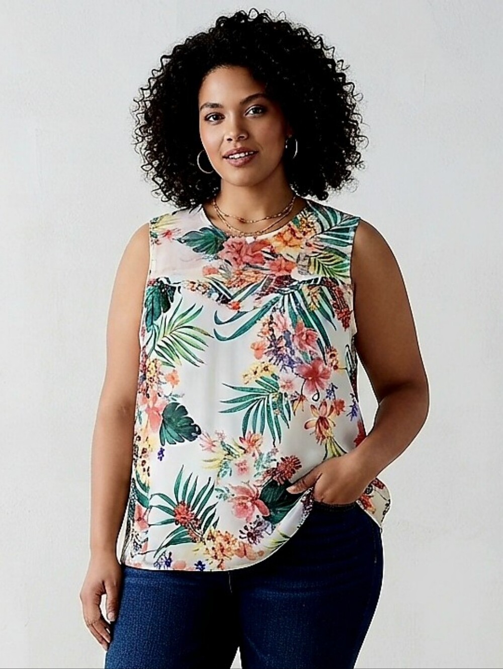 Apt. 9 Tropical Floral Sleeveless Blouse Top Size XXL EUC Resortwear Vacation